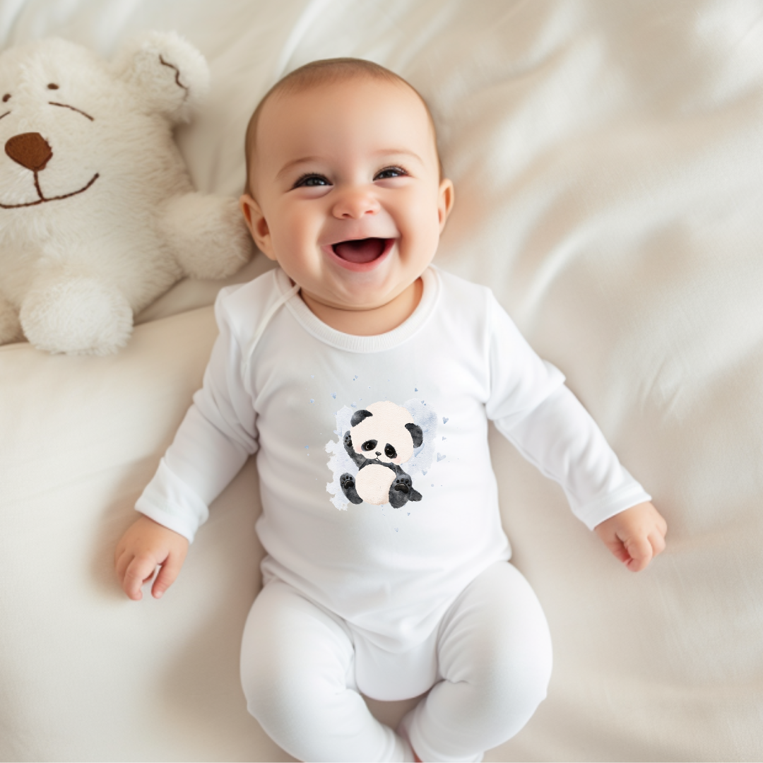 Panda Long- sleeved baby vest/bodysuit